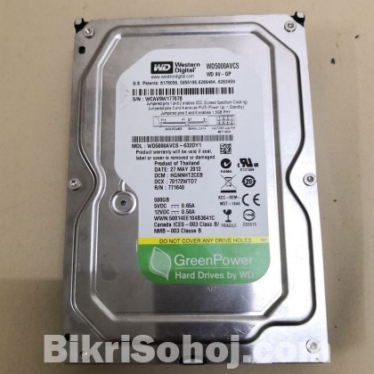 Western Digital 500GB Internal Hard Drive 1 Year Warranty